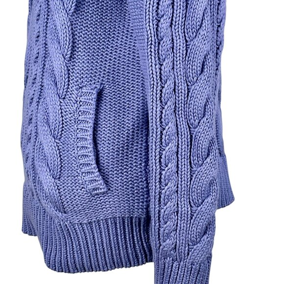 L.L. Bean Chunky Cable Knit Cotton Turtleneck Sweater M — Cozy Cottagecore Pullo - Picture 8 of 14